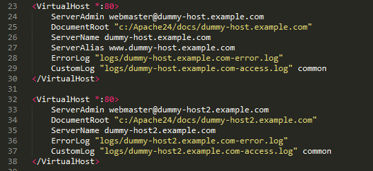 Dummy Virtual Host code in Xampp