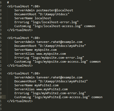 Running more than one virtual server in Xampp