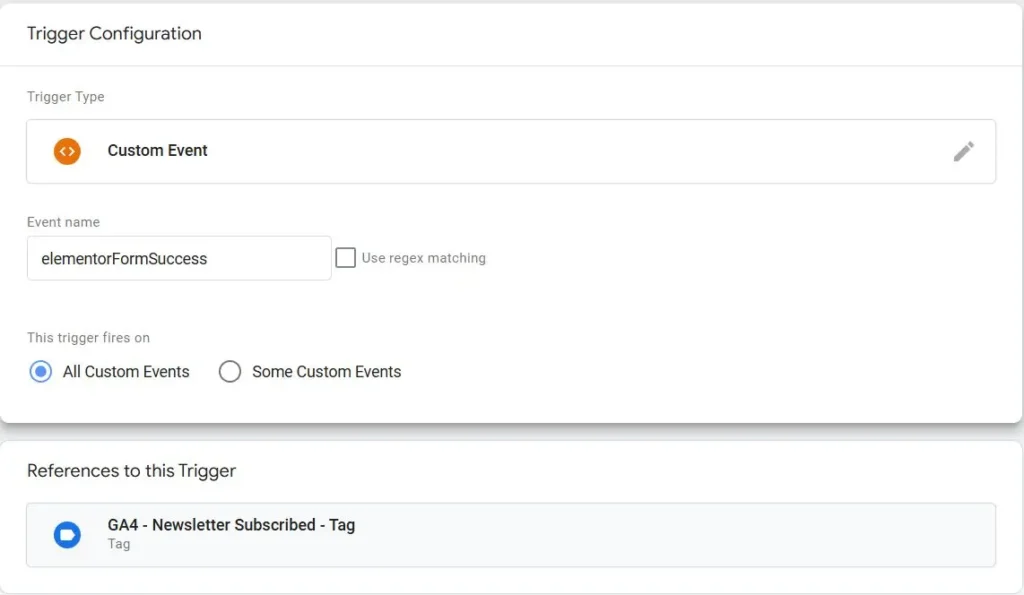 GTM - Trigger Configuration for Elementor Built-in Form Submission Event