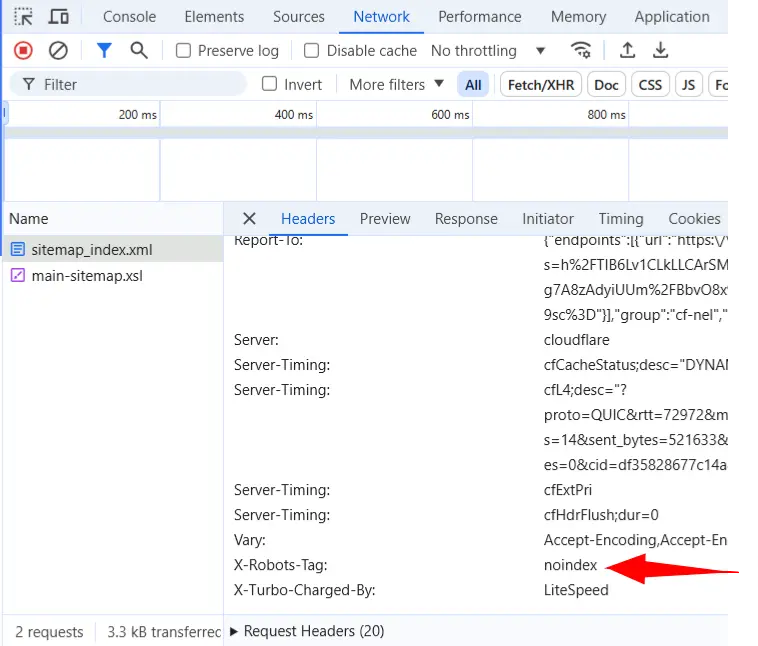 Sitemap X-Robot Tag noindex Problem Detection From Chrome Browser